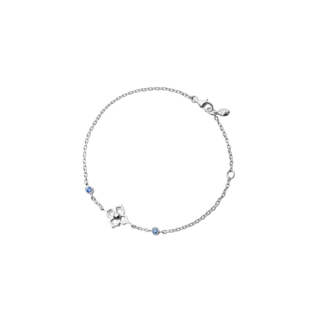 RISIS Timeless Nyonya Bracelet, 925 Sterling Silver encapsulated in Rhodium with Blue Sapphires