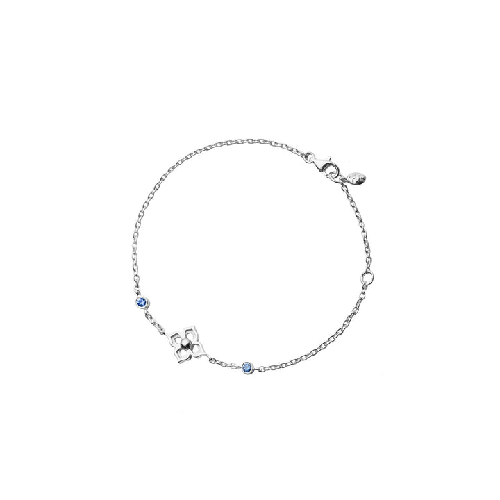 RISIS Timeless Nyonya Bracelet, 925 Sterling Silver encapsulated in Rhodium with Blue Sapphires