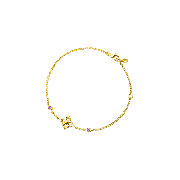RISIS Timeless Nyonya Bracelet  with Pink Sapphires, 925 Sterling Silver encapsulated in 24K Swiss Gold