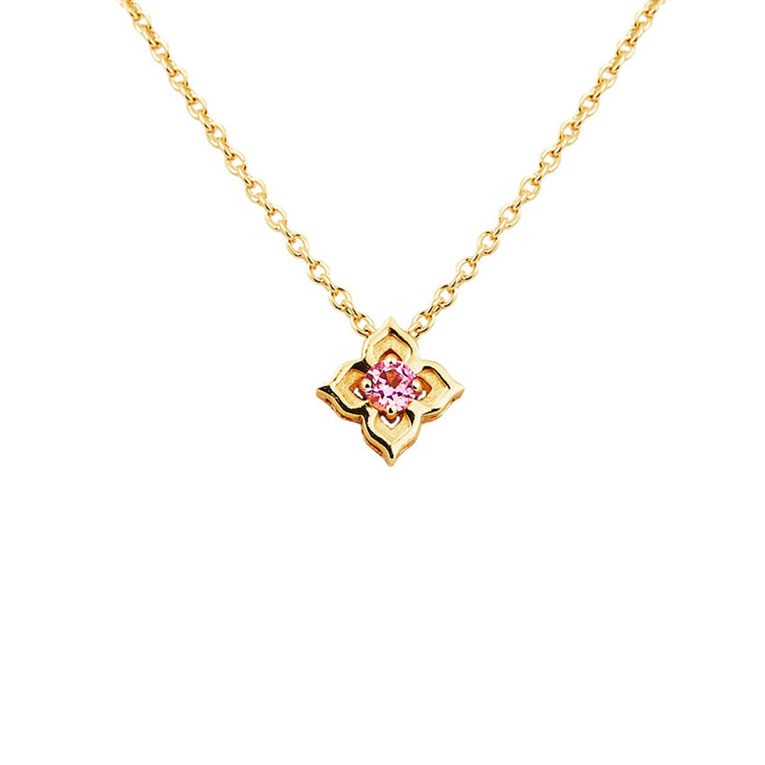 RISIS Timeless Nyonya Necklace with Pink Sapphires, 925 Sterling Silver encapsulated in 24K Swiss Gold