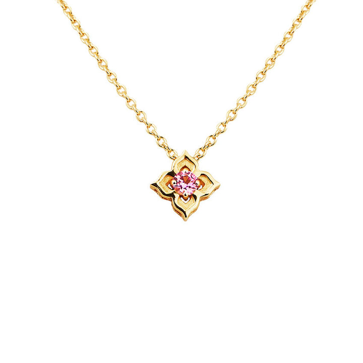 RISIS Timeless Nyonya Necklace with Pink Sapphires, 925 Sterling Silver encapsulated in 24K Swiss Gold