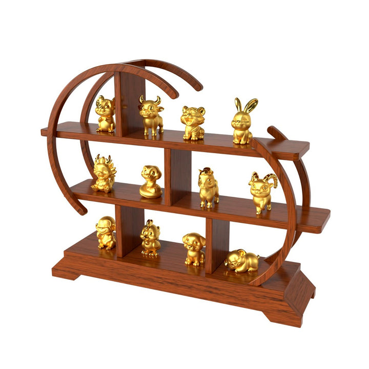 RISIS Twelve Zodiac signs in 24K Gold with Wooden Rack
