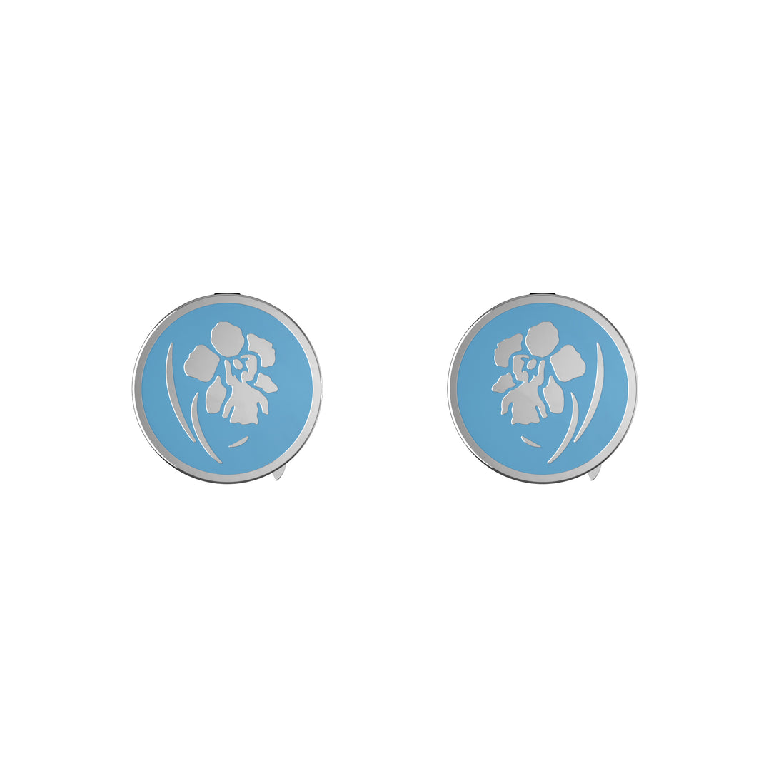 RISIS Vanda Button Cuffs With Blue Enamel and Rhodium