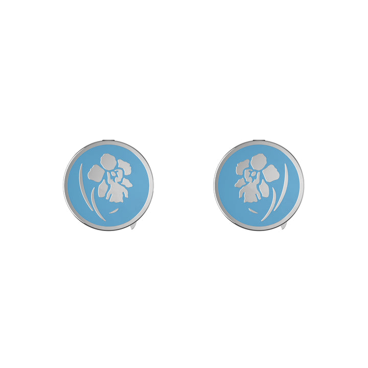 RISIS Vanda Button Cuffs With Blue Enamel and Rhodium