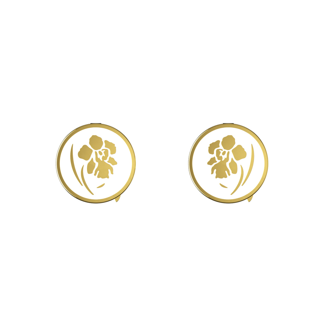 RISIS Vanda Button Cuffs in 18K Gold and White Enamel