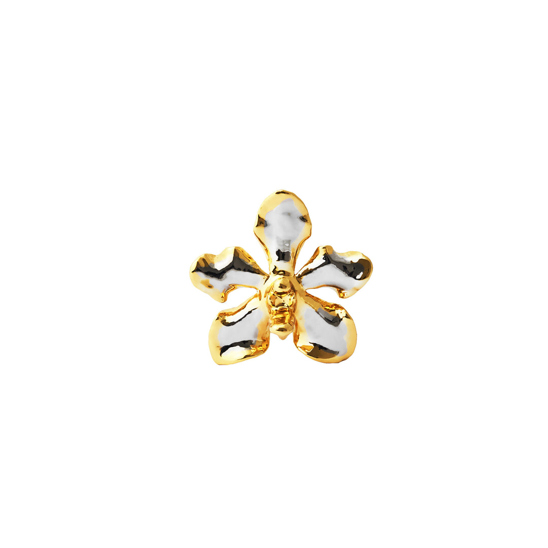 RISIS Vanda Limbata Orchid Brooch/Pendant, Natural Orchid Encapsulated in 24K Swiss Gold and Palladium