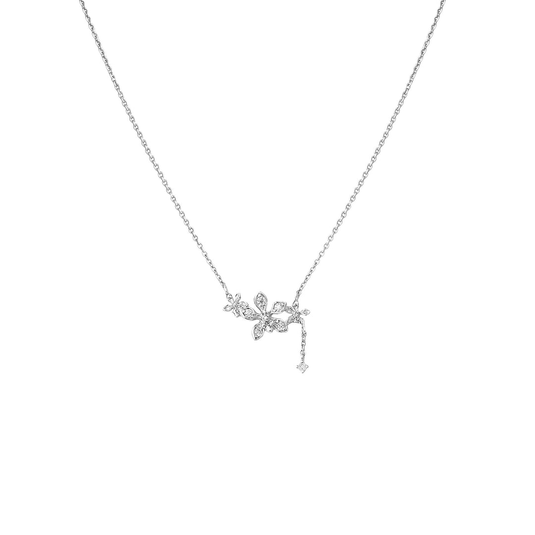 RISIS Vanda Sparkles Necklace in Rhodium with Moissanite
