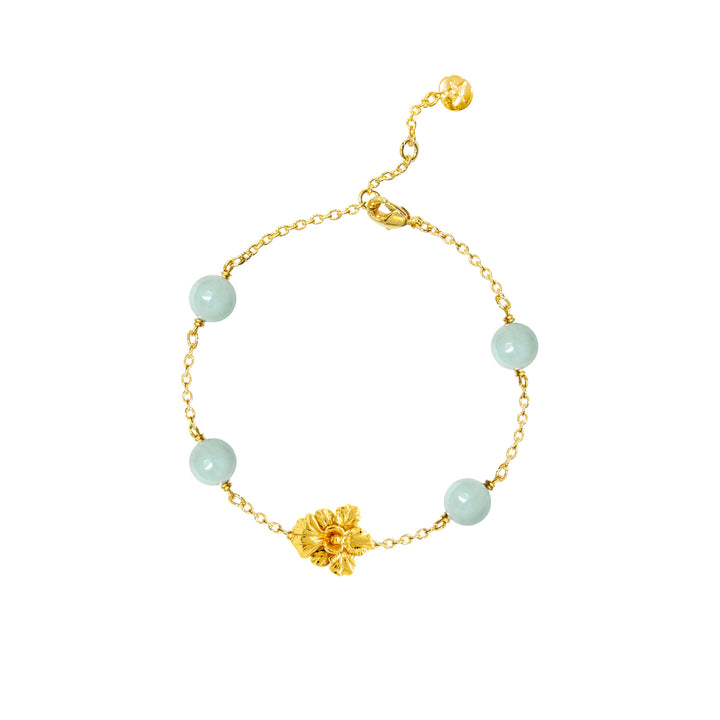 RISIS Vanda Whispers Bracelet encapsulated in 24K Swiss Gold with Type A Burmese Jadeite