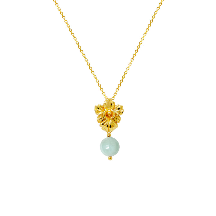 RISIS Vanda Whispers Necklace encapsulated in 24K Swiss Gold with Type A Burmese Jadeite