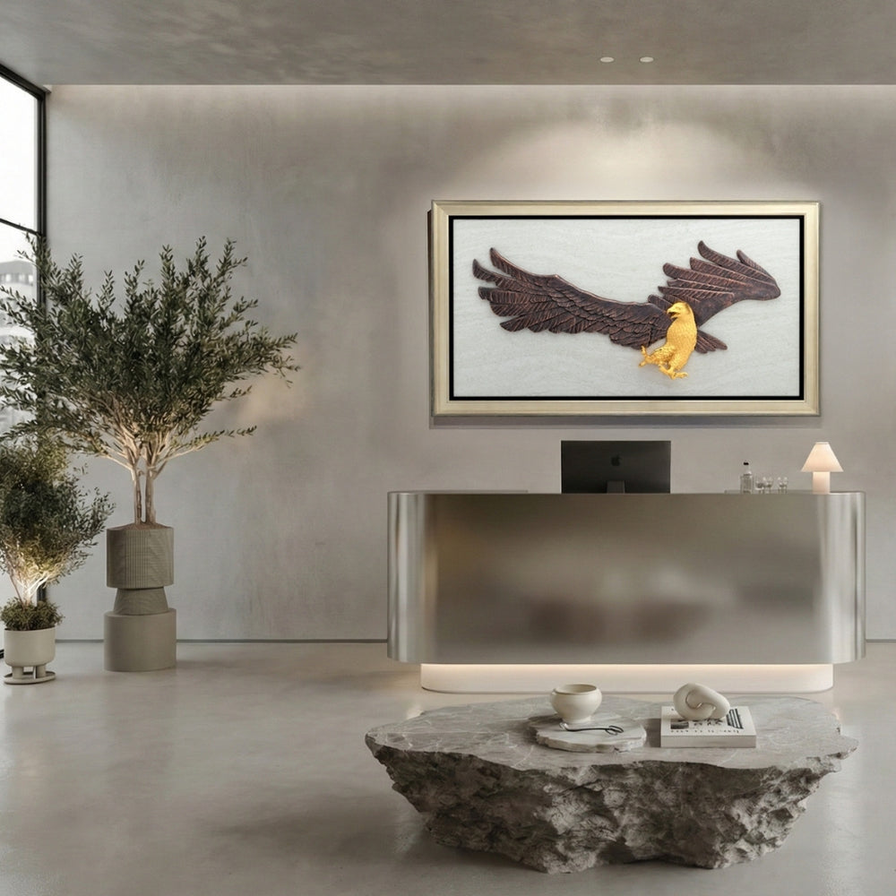 RISIS Visionary Eagle Frame, encapsulated in 24K Swiss Gold and Blackened Copper on a Designer Frame