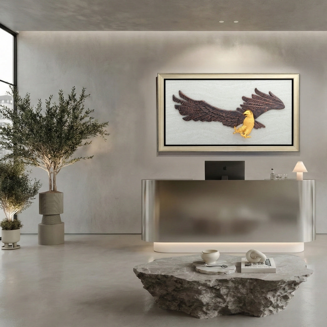 RISIS Visionary Eagle Frame, encapsulated in 24K Swiss Gold and Blackened Copper on a Designer Frame