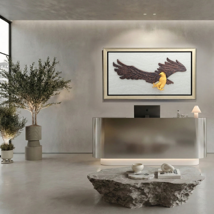 RISIS Visionary Eagle Frame, encapsulated in 24K Swiss Gold and Blackened Copper on a Designer Frame