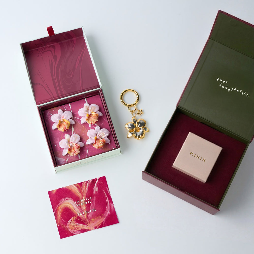 RISIS X Janice Wong - Cattleya Orchid Bag Charm-Brooch with Artisanal Chocolates