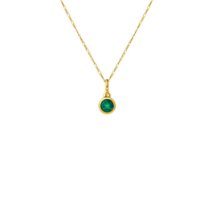 RISIS You’re a Gem Necklace In Gold with Green Agate (May), 925 Sterling Silver encapsulated in 18K Gold with Green Agate