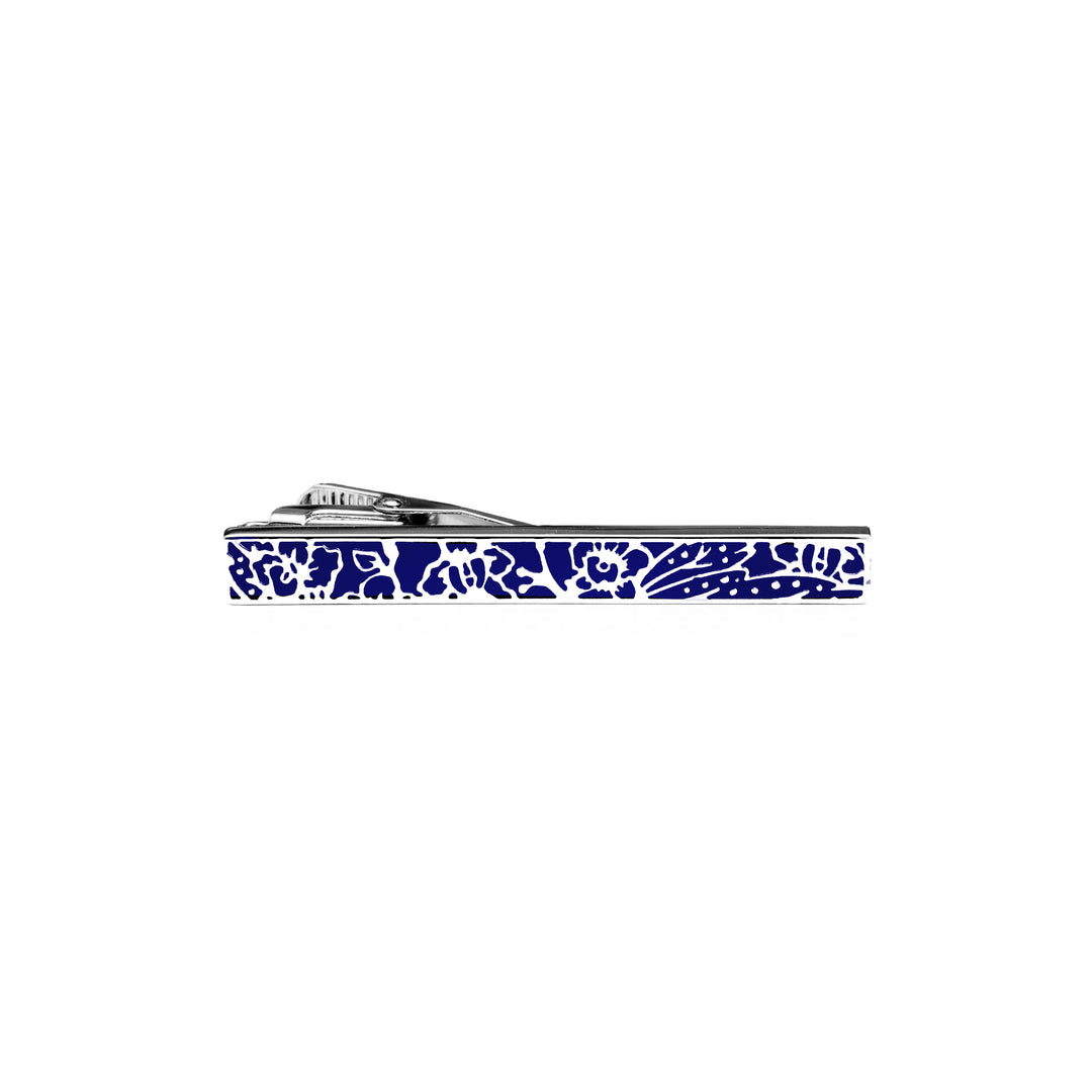 Vanda Batik Tie Clip with Blue Enamel