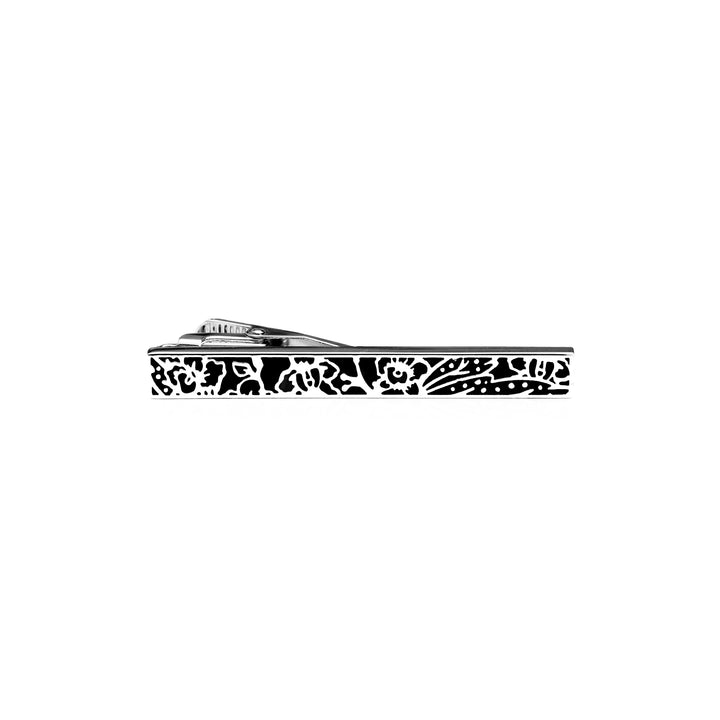 RISIS Vanda Batik Tie Clip  encapsulated in Rhodium and Black Enamel
