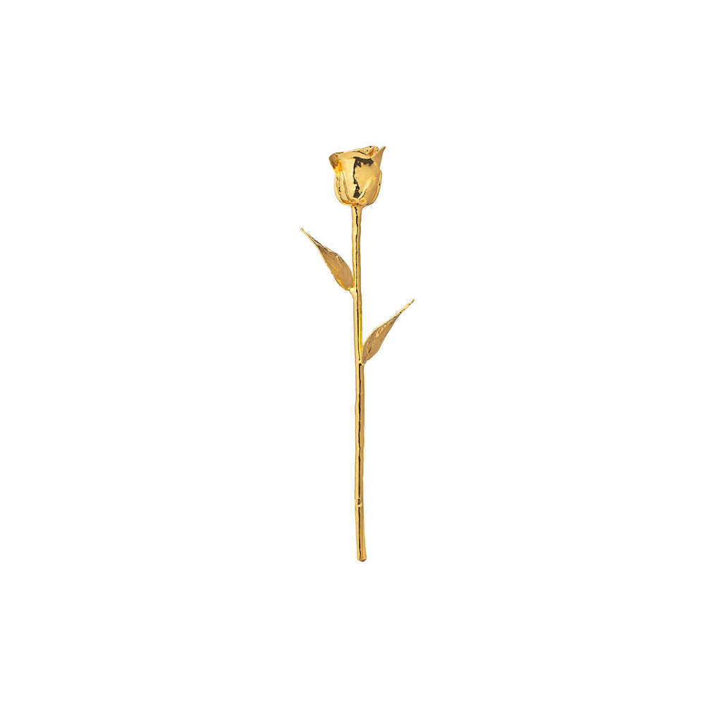 Gold rose stem with leaf accents ornament