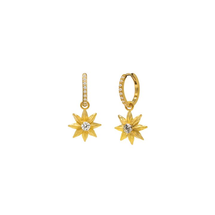 RISIS Star Anise Gold Earrings, 925 Silver encapsulated in 18K Gold with Cubic Zirconia