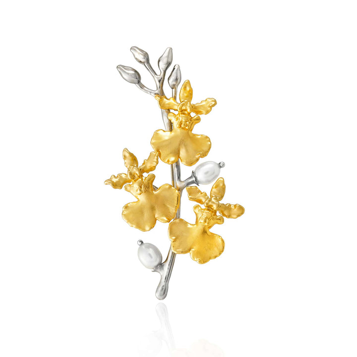 Oncidium Symphony Brooch with Pearls - - RISIS