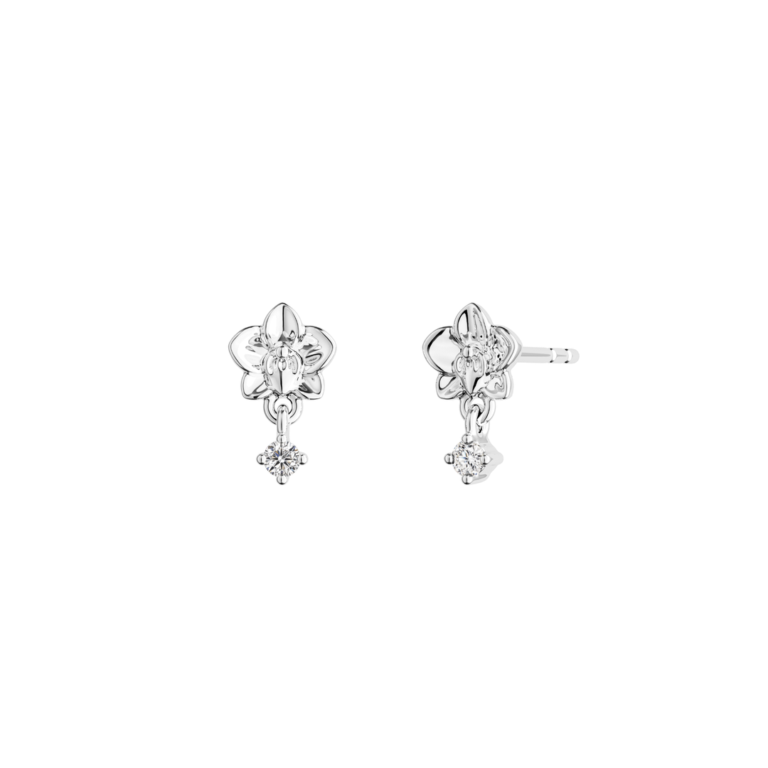 RISIS Orchidette Earrings in 14K Solid White Gold with Diamonds