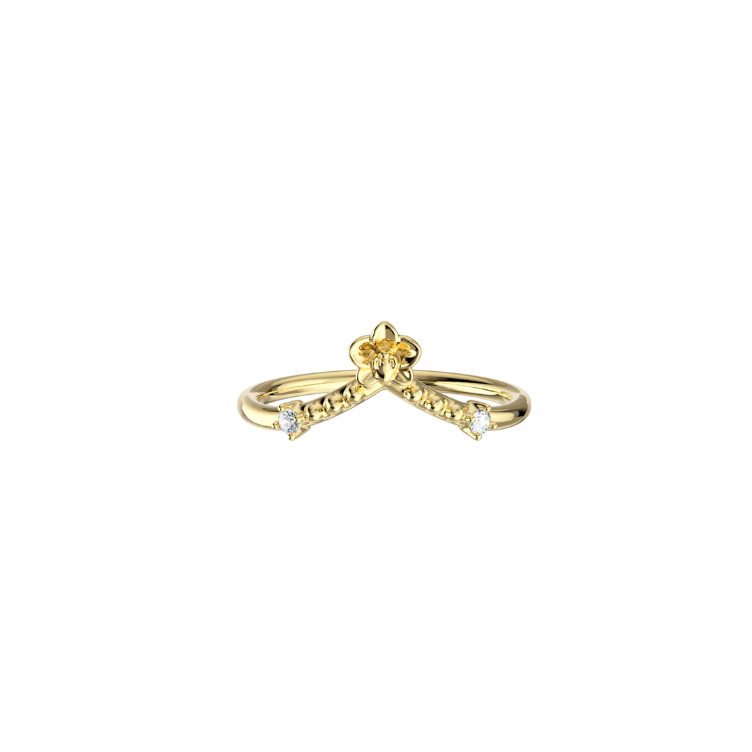 RISIS Orchidette Tiara Ring in 14K Solid Yellow Gold with Diamonds