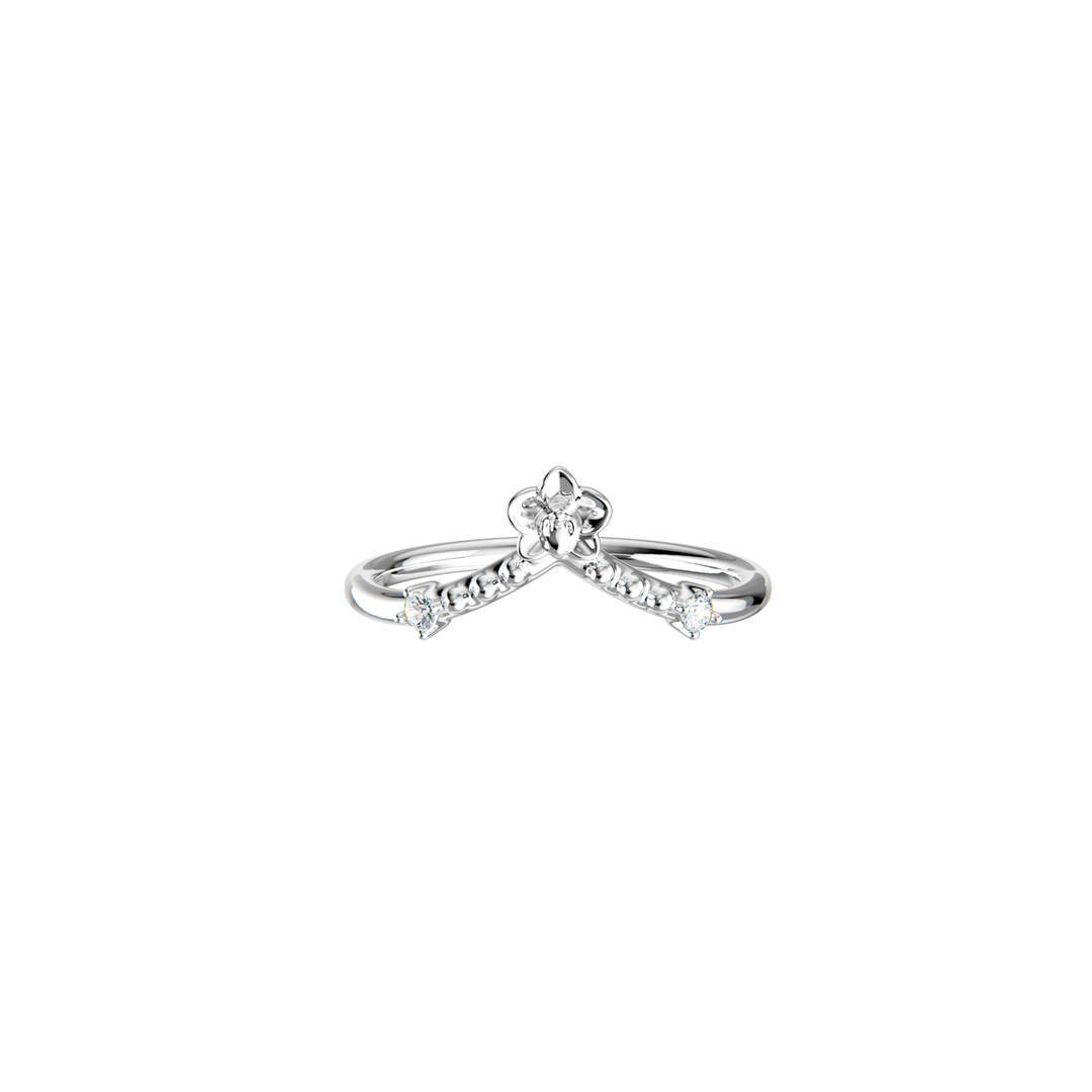 RISIS Orchidette Tiara Ring in 14K Solid White Gold with Diamonds