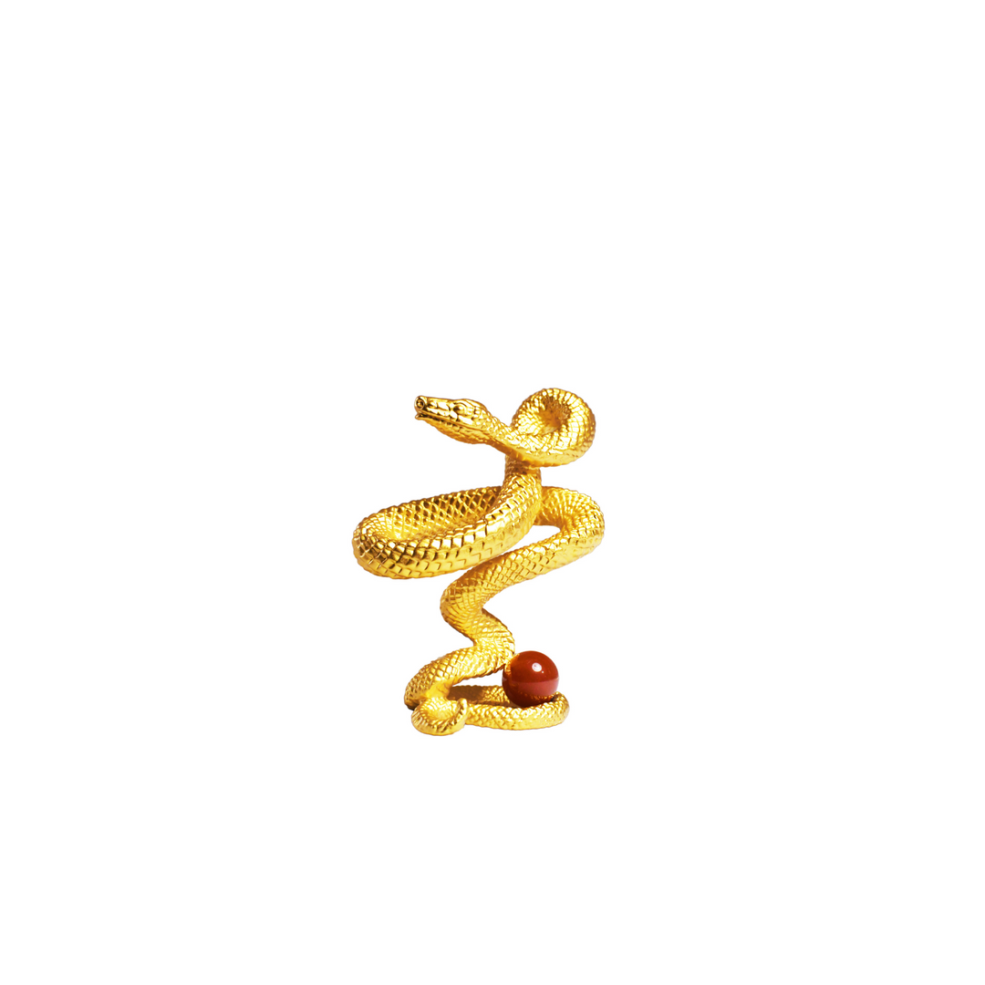 24K Gold Snake with Script of Luck