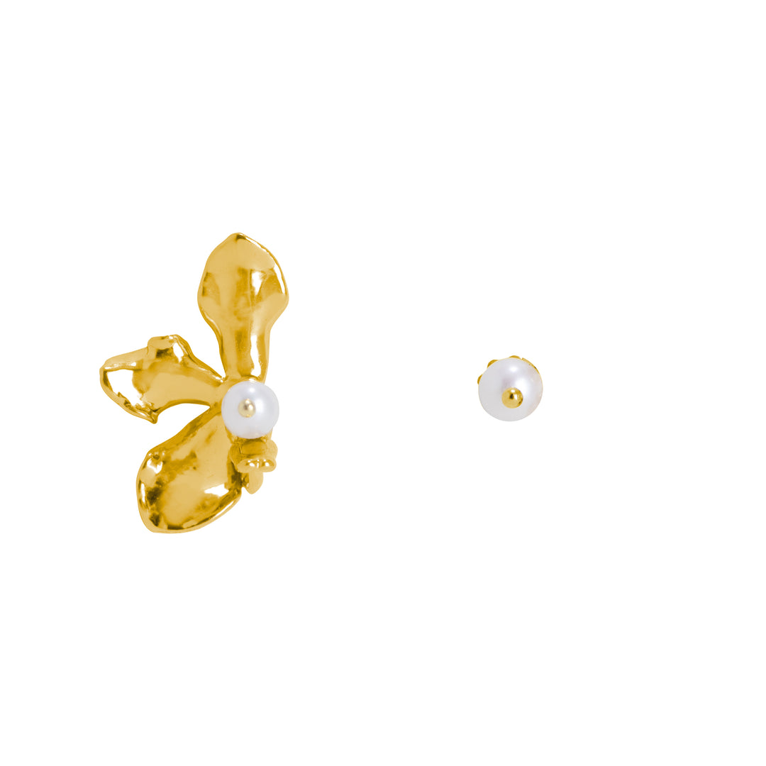 RISIS 24K Gold Orchid Freshwater Pearl Stud Earrings