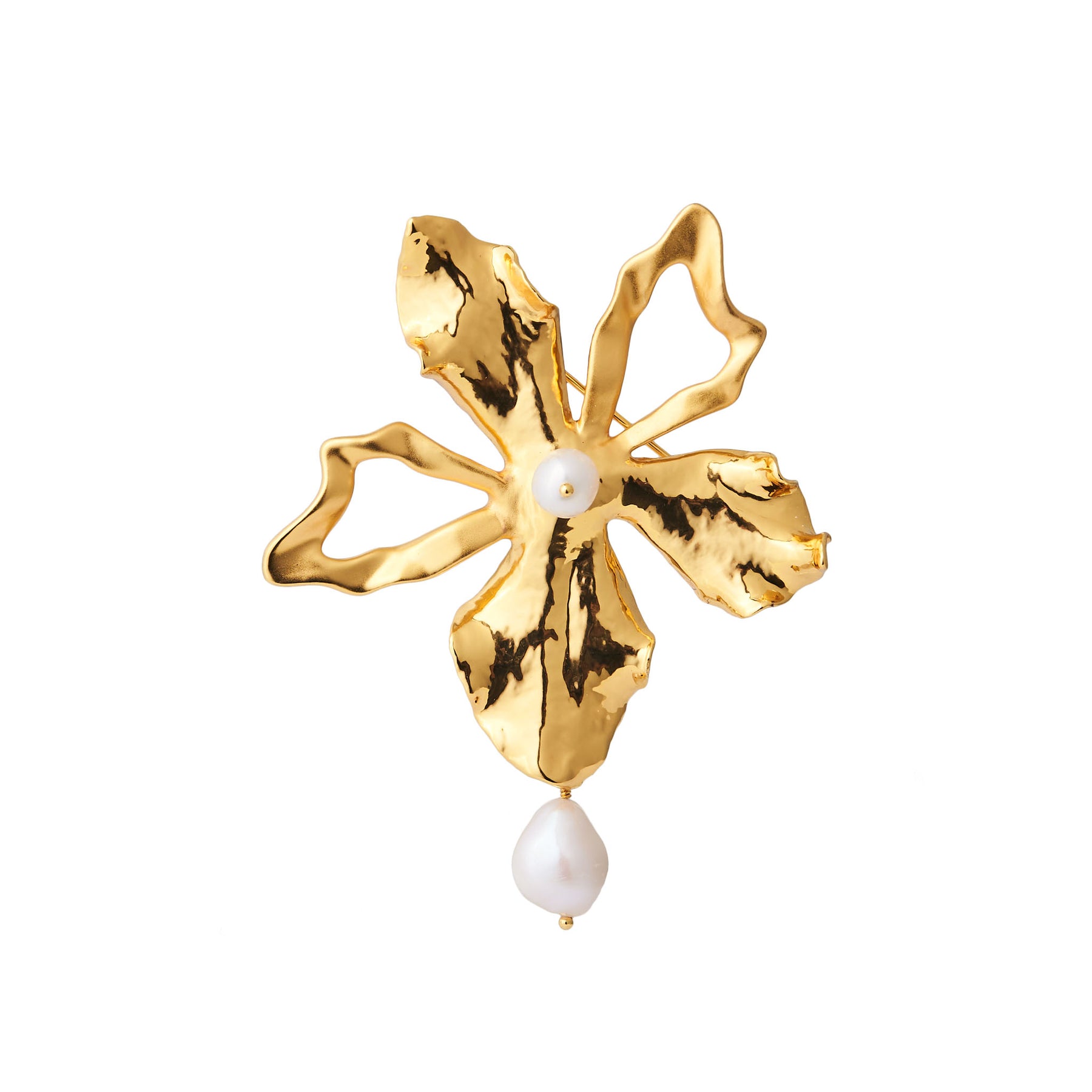 Re:Born Golden Orchid Brooch with Pearls – RISIS