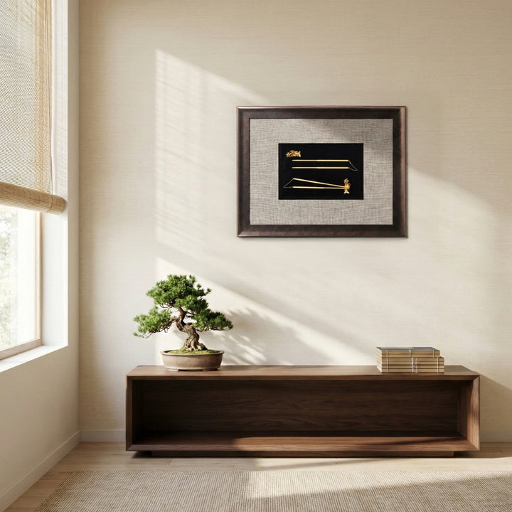 Risis 2 Pairs Chopsticks with Carp Rest Frame II, encapsulated in 24K Swiss Gold in a designer frame