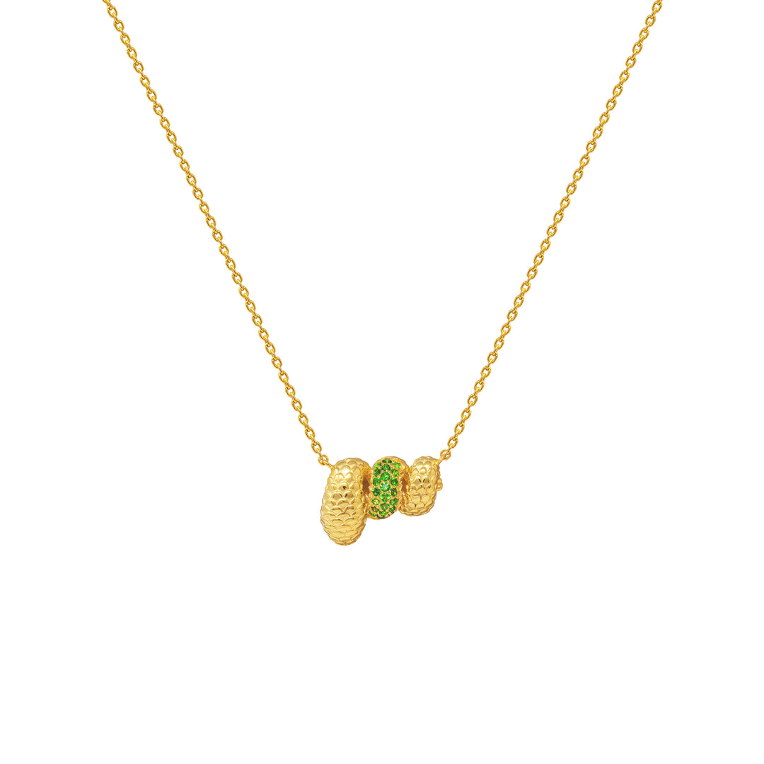 RISIS Serpentine Enigma Necklace - 925 Sterling Silver encapsulated in 18K Gold with Chrome Diopside