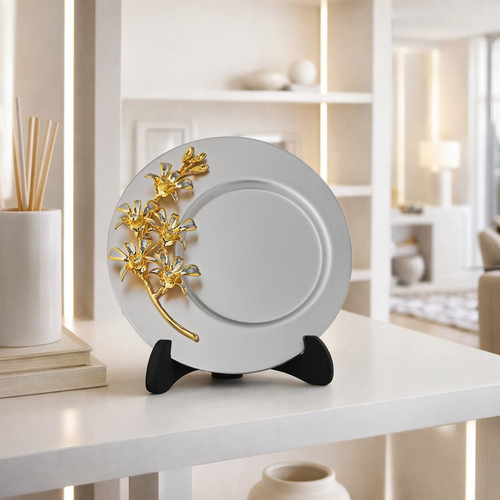 Signature 8-inch Plaque with Dendrobium Orchids, encapsulated in 24K Swiss Gold and Palladium