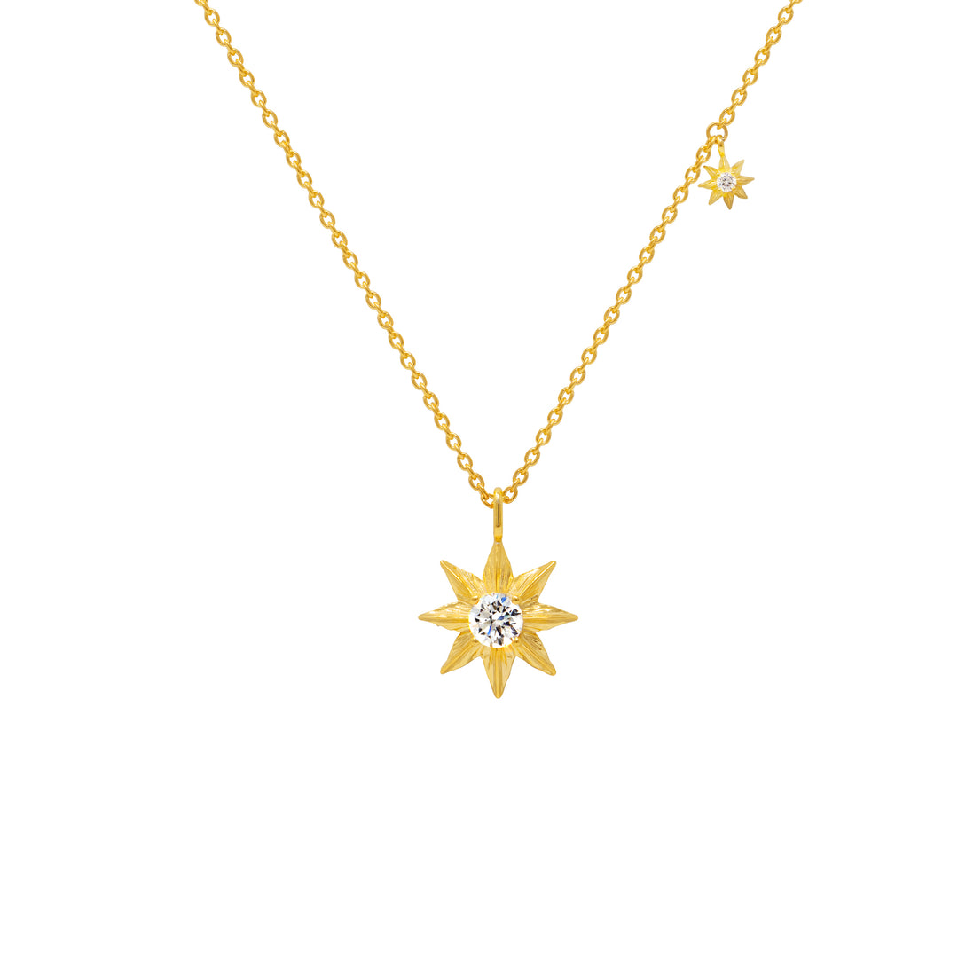 RISIS Starry Anise Gold Necklace, 925 Silver encapsulated in 18K Gold with Cubic Zirconia.