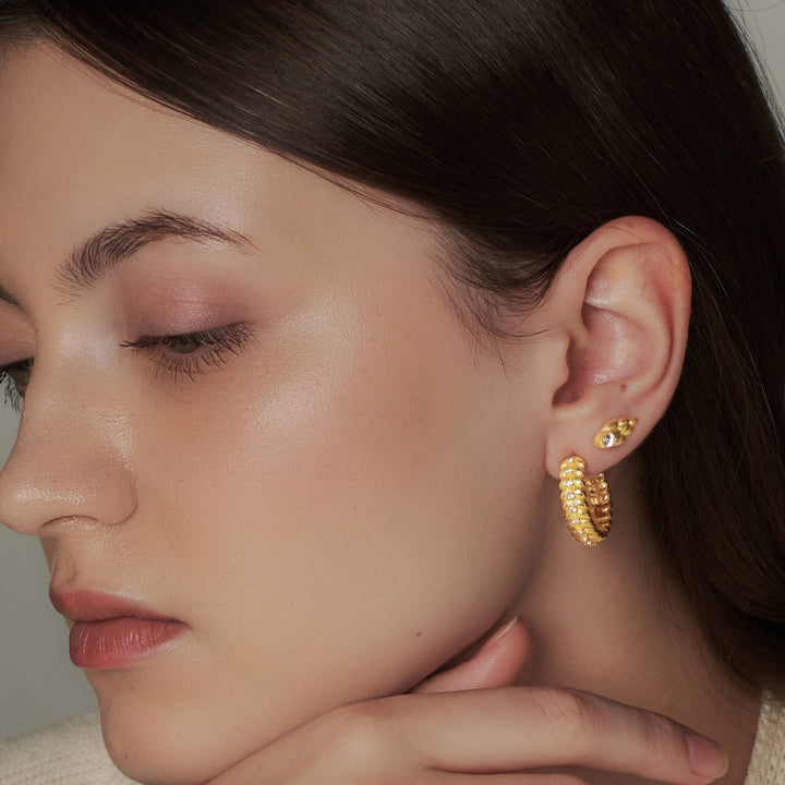 Orya Stud Earrings in Gold with White Topaz