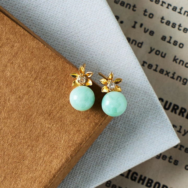 Jadeite Her Petite Orchid Earrings with White Topaz