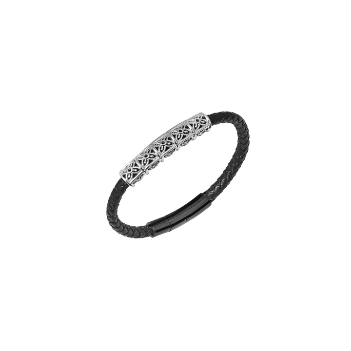 Peranakan Relic - Straits Petal Leather Small Bracelet in Rhodium
