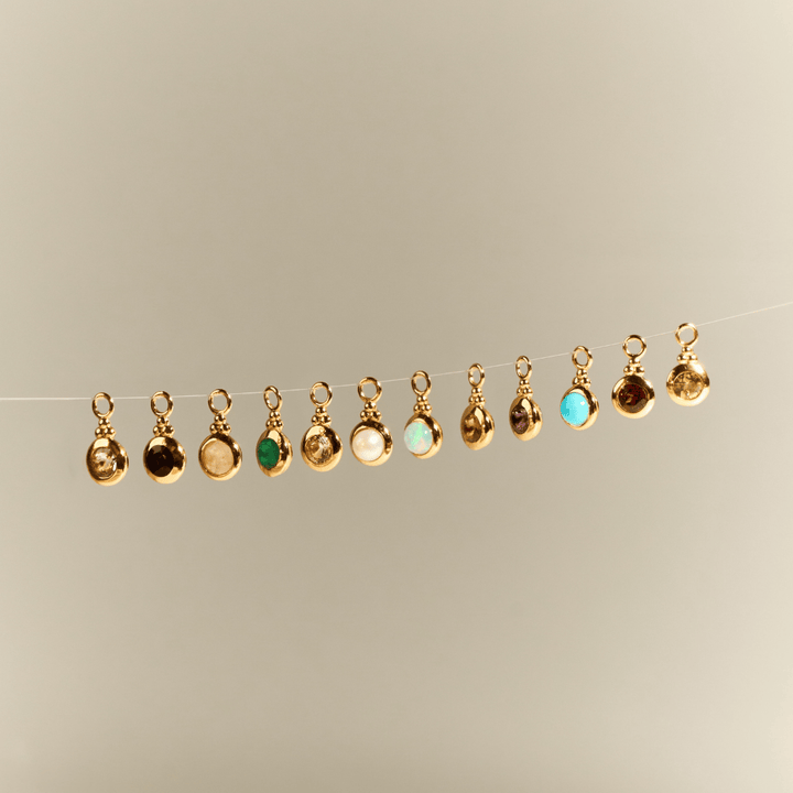 RISIS You’re a Gem Pendant, 925 Sterling Silver encapsulated in 18K Gold with Red Garnet, Amethyst, Aquamarine, White Topaz, Green Agate, Freshwater Pearl, Black Onyx,  Peridot, Moonstone, Opal, Citrine, Turquoise