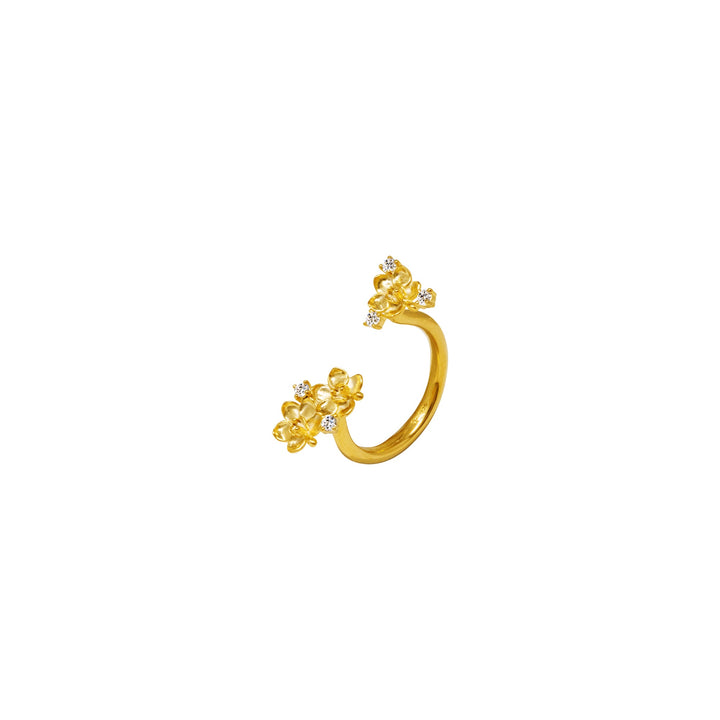 RISIS Ascocenda Garden Ring 925 Silver encapsulated in 18K Gold with White Topaz