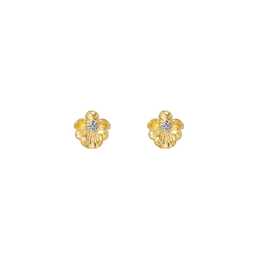 RISIS Dainty Vanda Earrings 925 Sterling Silver encapsulated in 18K Gold with White Topaz