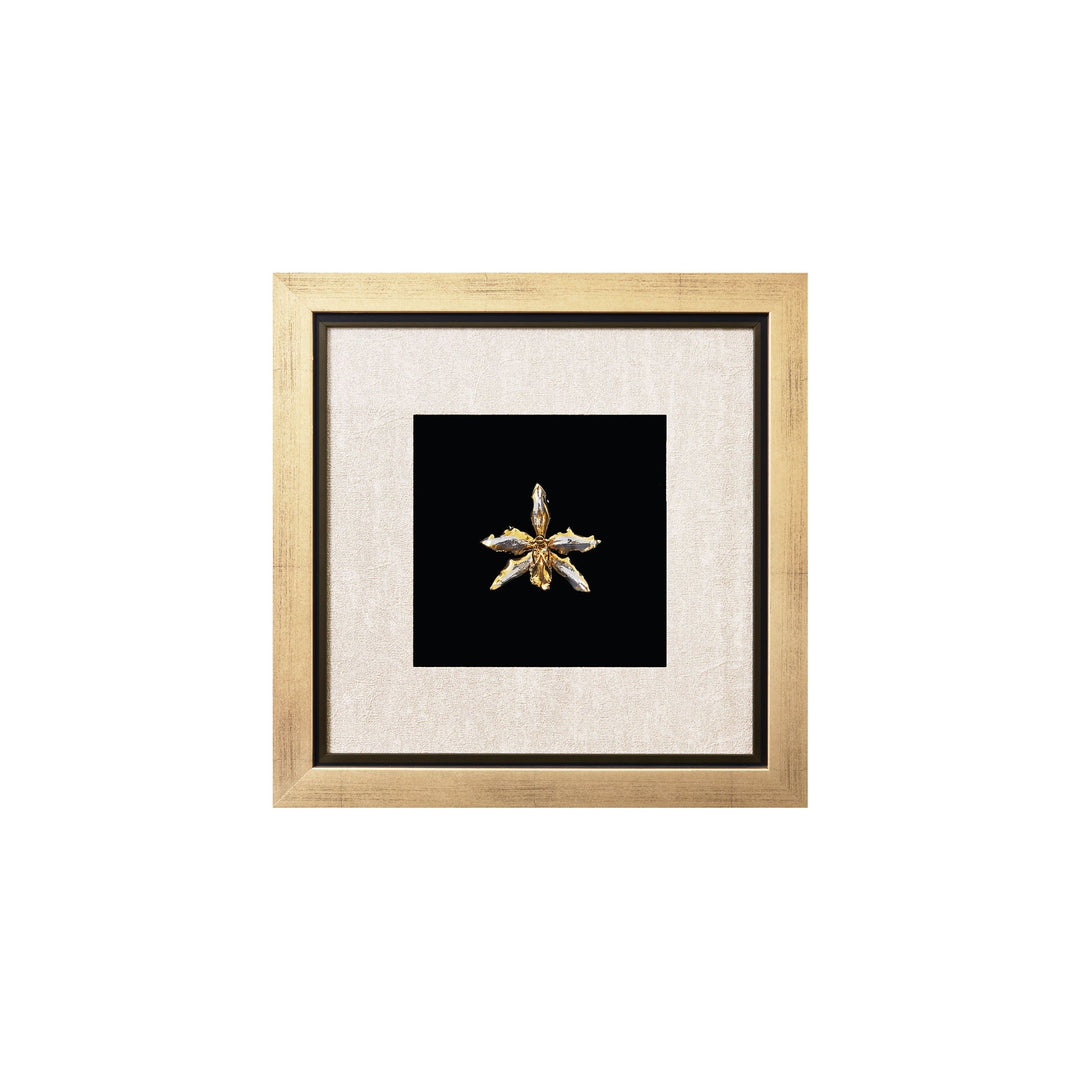 RISIS Natural Oncidium Odontoglossum Spectatissimum Orchid Encapsulated in 24K Swiss Gold and Palladium Silver in designer frame