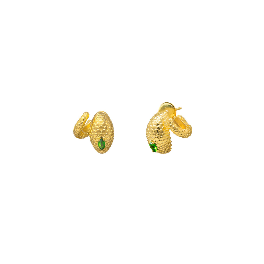 RISIS Serpentine Enigma Earrings - 925 Sterling Silver encapsulated in 18K Gold with Chrome Diopside