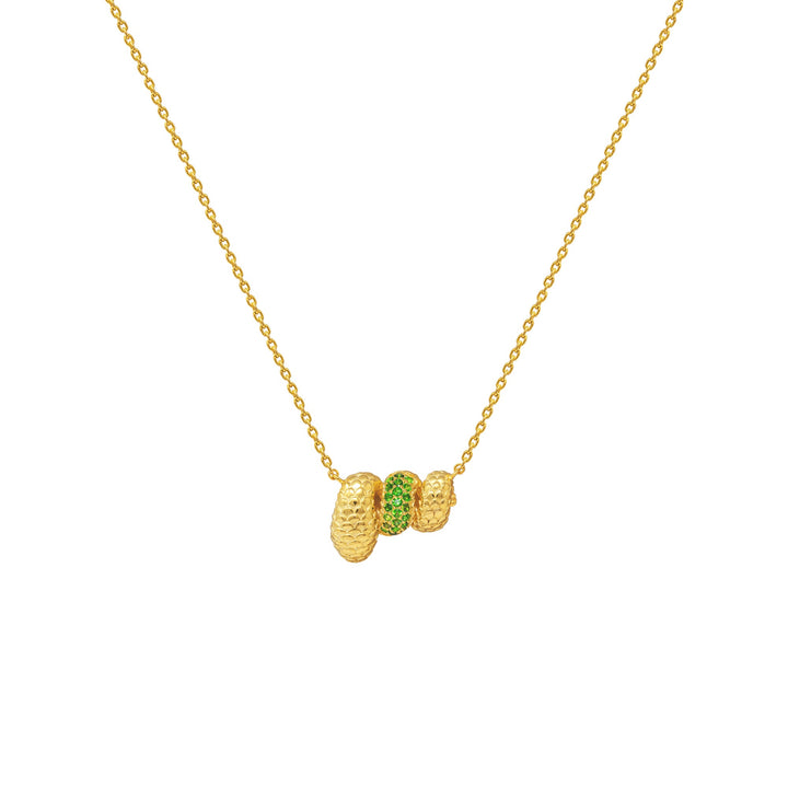 RISIS Serpentine Enigma Necklace - 925 Sterling Silver encapsulated in 18K Gold with Chrome Diopside