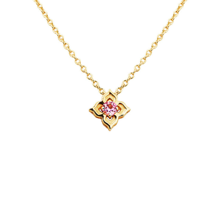 RISIS Timeless Nyonya Necklace with Pink Sapphires, 925 Sterling Silver encapsulated in 24K Swiss Gold