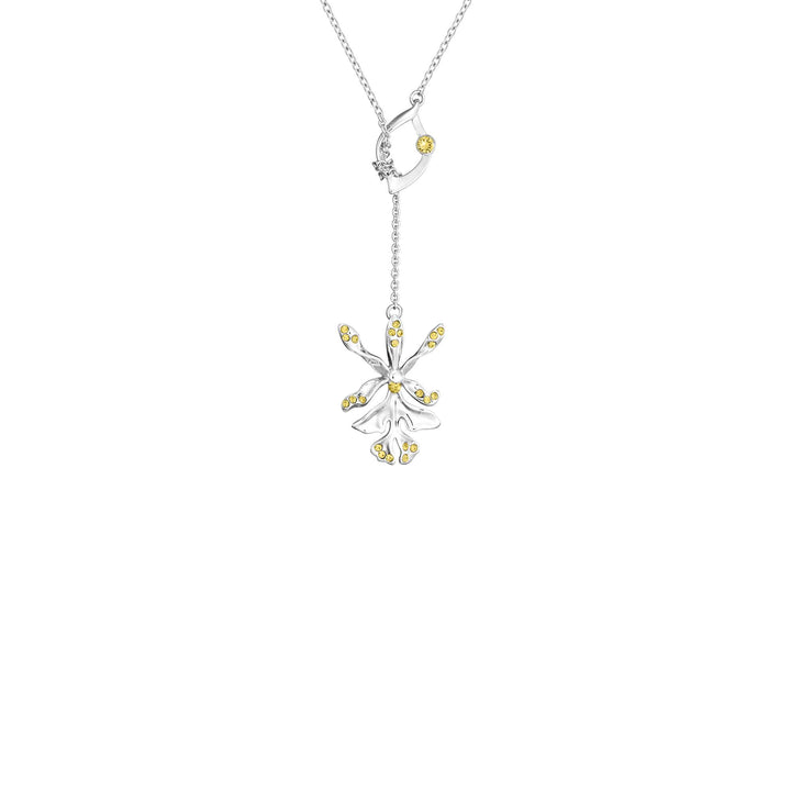 Dazzle With Orchids Necklace - Epidendrum Inspired Orchid with Topaz (Nov)