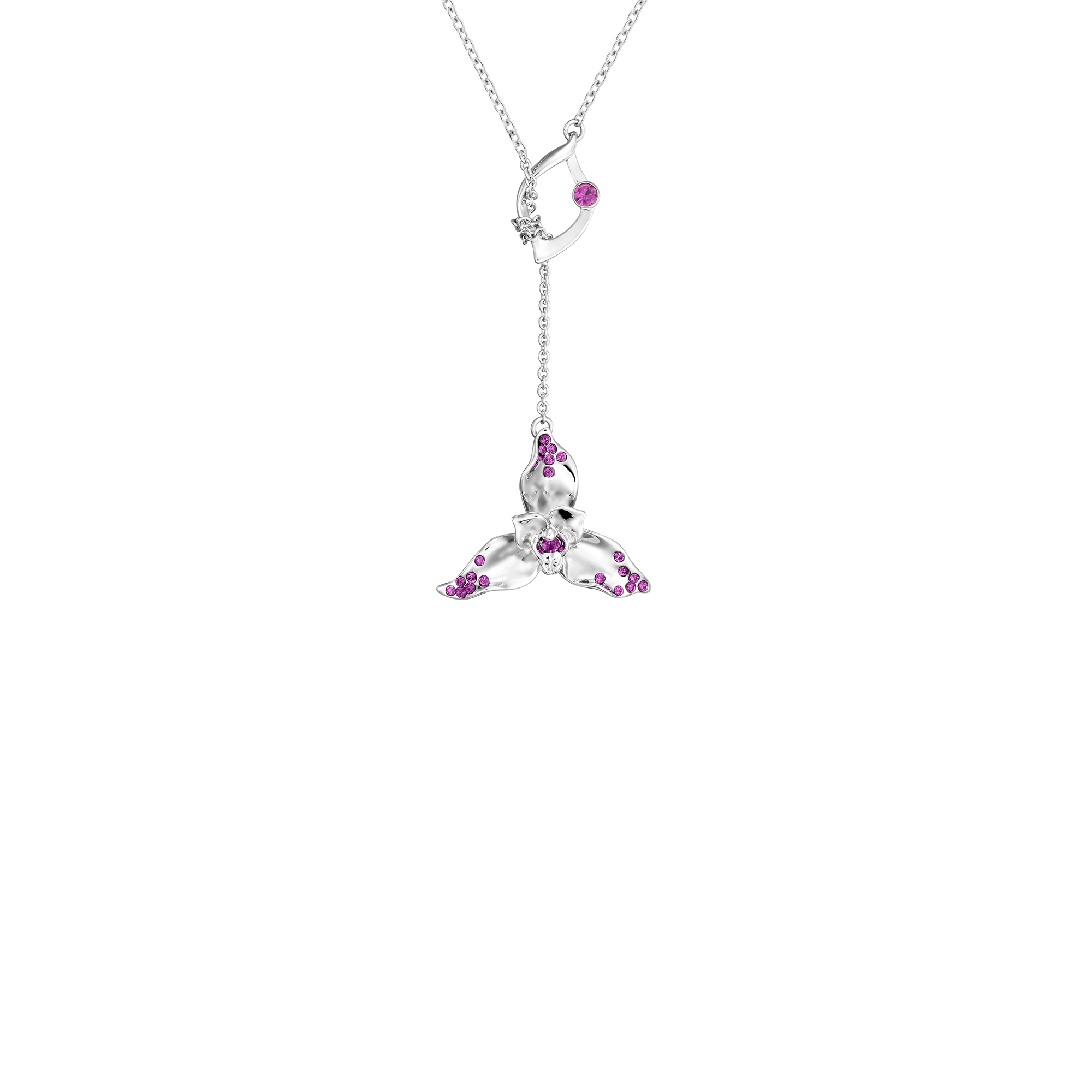 Dazzle With Orchids Necklace - Lycaste Inspired Orchid with Amethyst (Feb)
