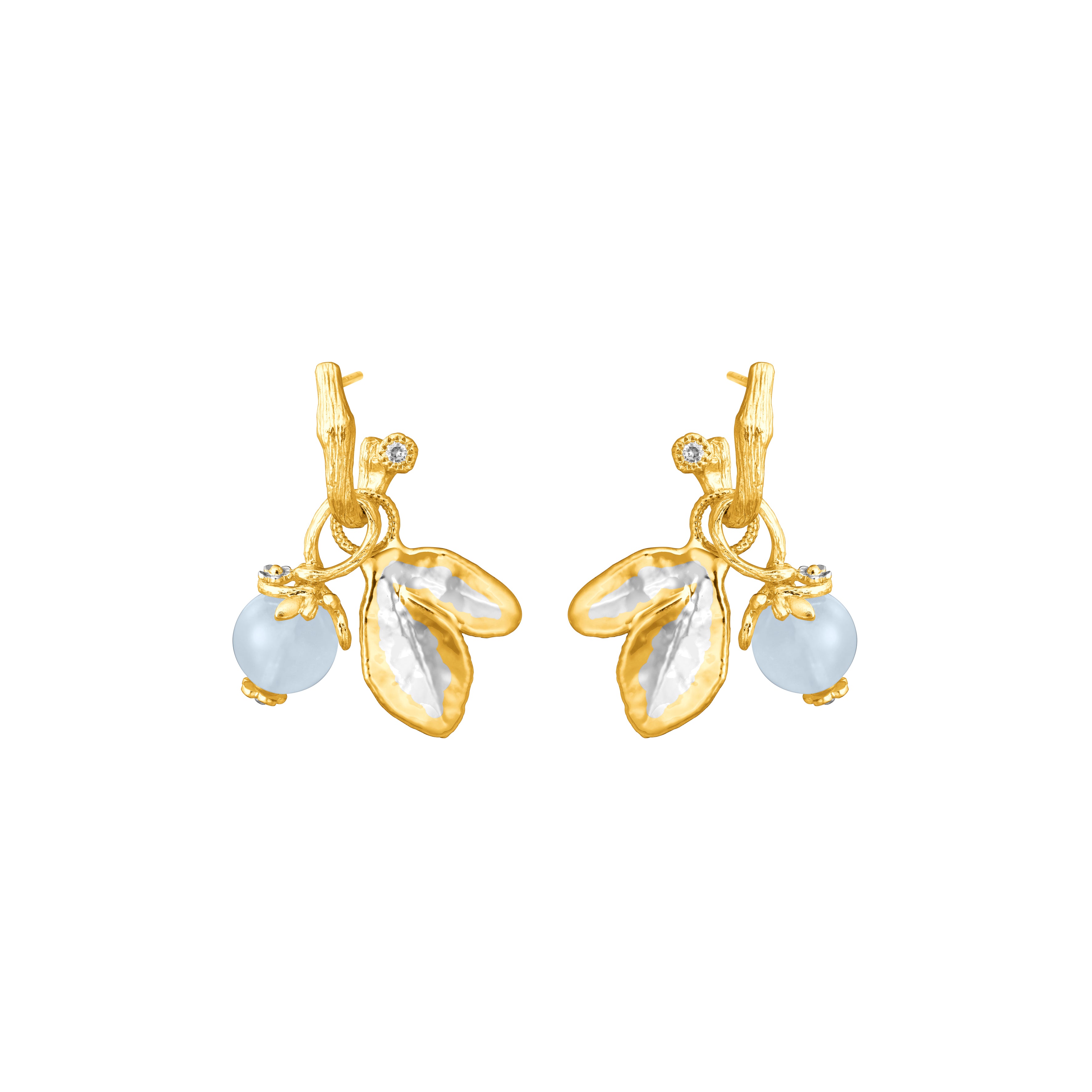 Morning Glory Earrings with Aquamarine and Topaz