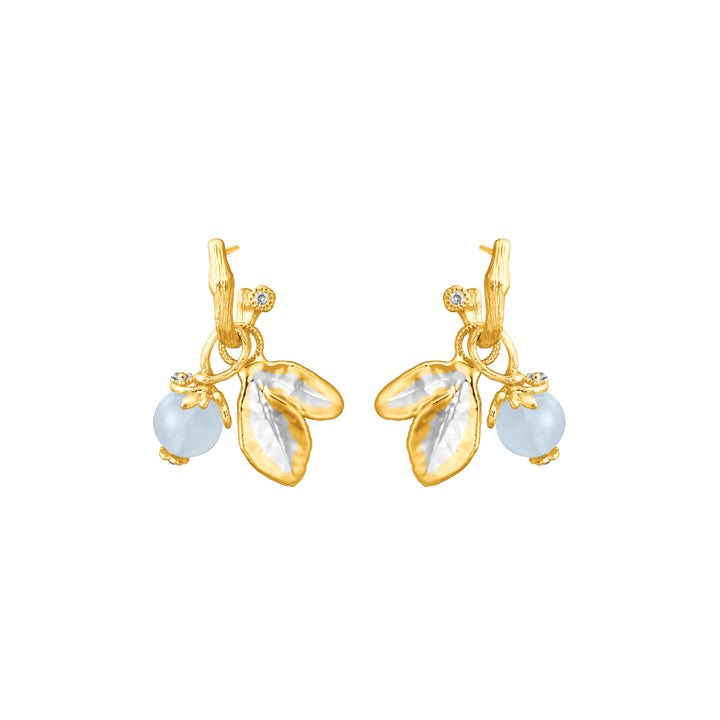 Morning Glory Earrings with Aquamarine and Topaz - - RISIS