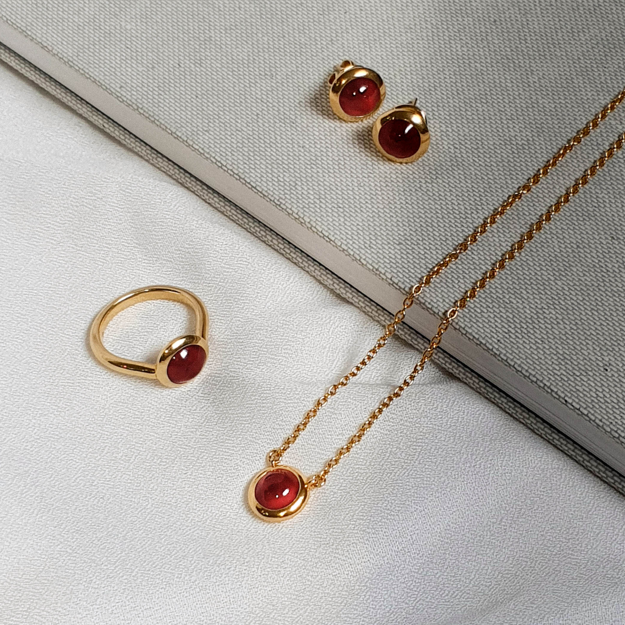 Peranakan Jewel Ring with Red Garnet