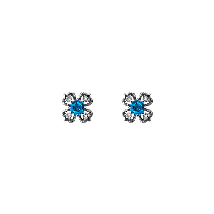Peranakan Kebaya Earrings (BRH) with London Blue Topaz - - RISIS