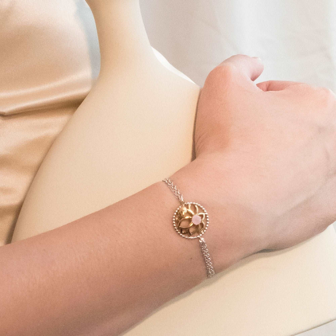Lotus Satori Bracelet with Rose Quartz - - RISIS